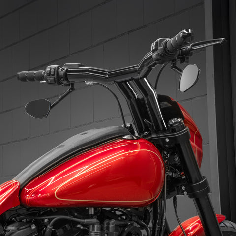 "Back Saver" Raked T-Bar Mega Handlebars (With Stealth View Speedometer Option)
