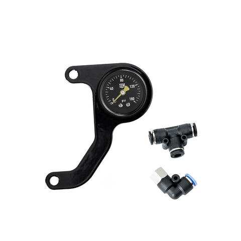 "Milwaukee-Eight" Rocker Box Mounted BLACK Air Ride Pressure Gauge Kit