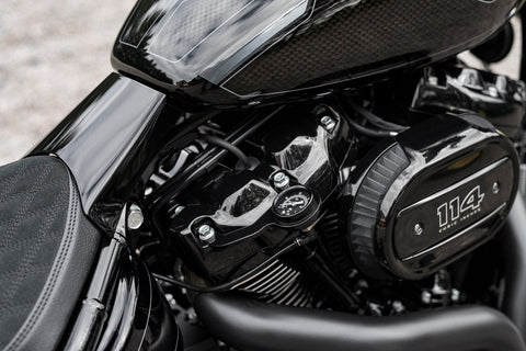 "Twin Cam" Rocker Box Mounted BLACK Air Ride Pressure Gauge Kit
