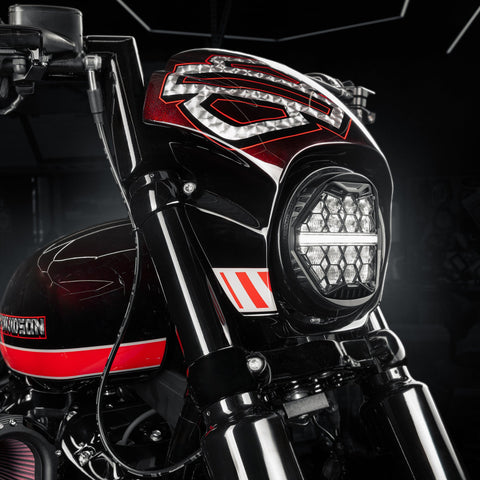 5 3/4" Honeycomb LED Headlight ECE Approved for Harley Softail FXBB/FXBR/FXLRS