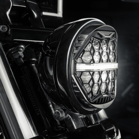 5 3/4" Honeycomb LED Headlight ECE Approved for Harley Softail FXBB/FXBR/FXLRS
