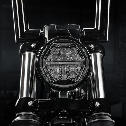 5 3/4" Honeycomb LED Headlight ECE Approved for Harley Softail FXBB/FXBR/FXLRS